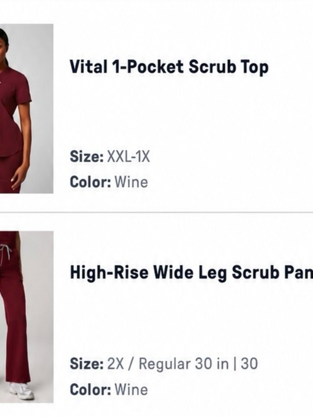 Fabletics Wine Vital 1-Pocket Scrub Top